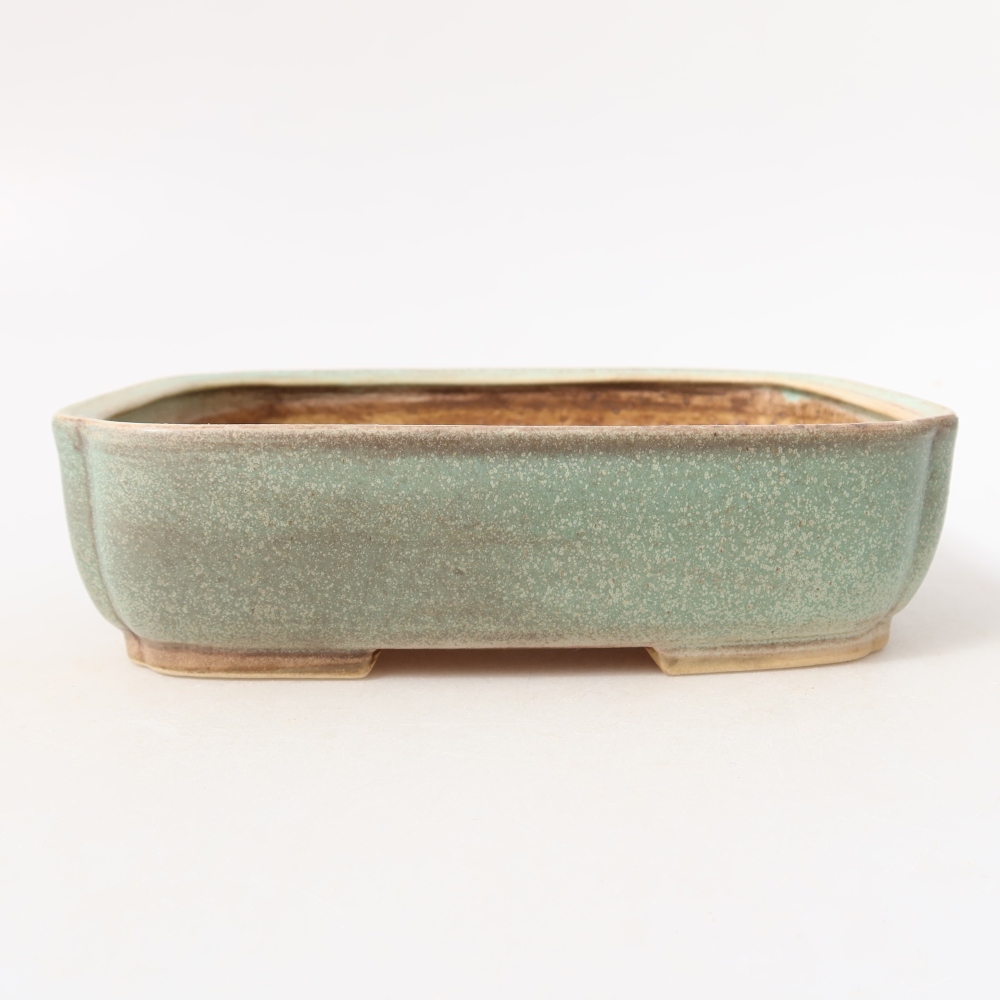Ceramiczna miska do bonsai 17,5 x 14 x 5 cm, zielona