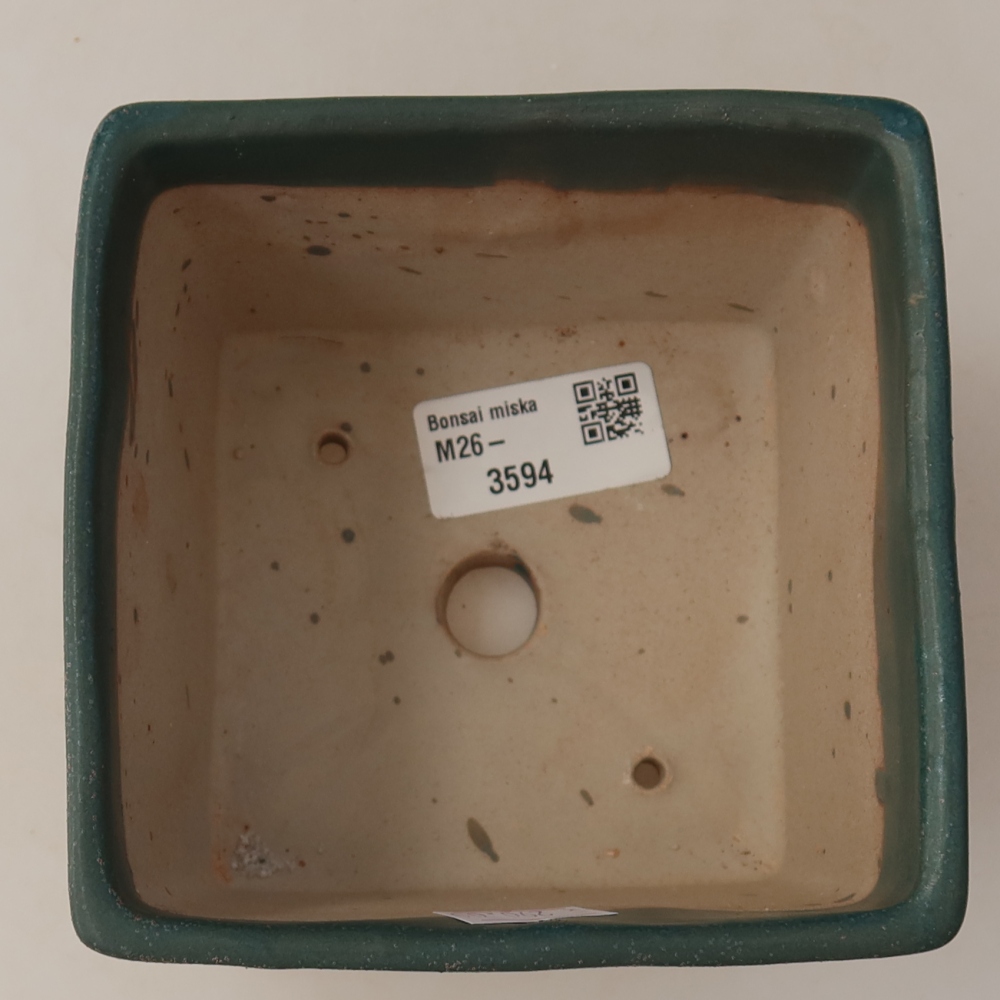 Ceramiczna miska do bonsai 11,5 x 11,5 x 9 cm, kolor niebieski