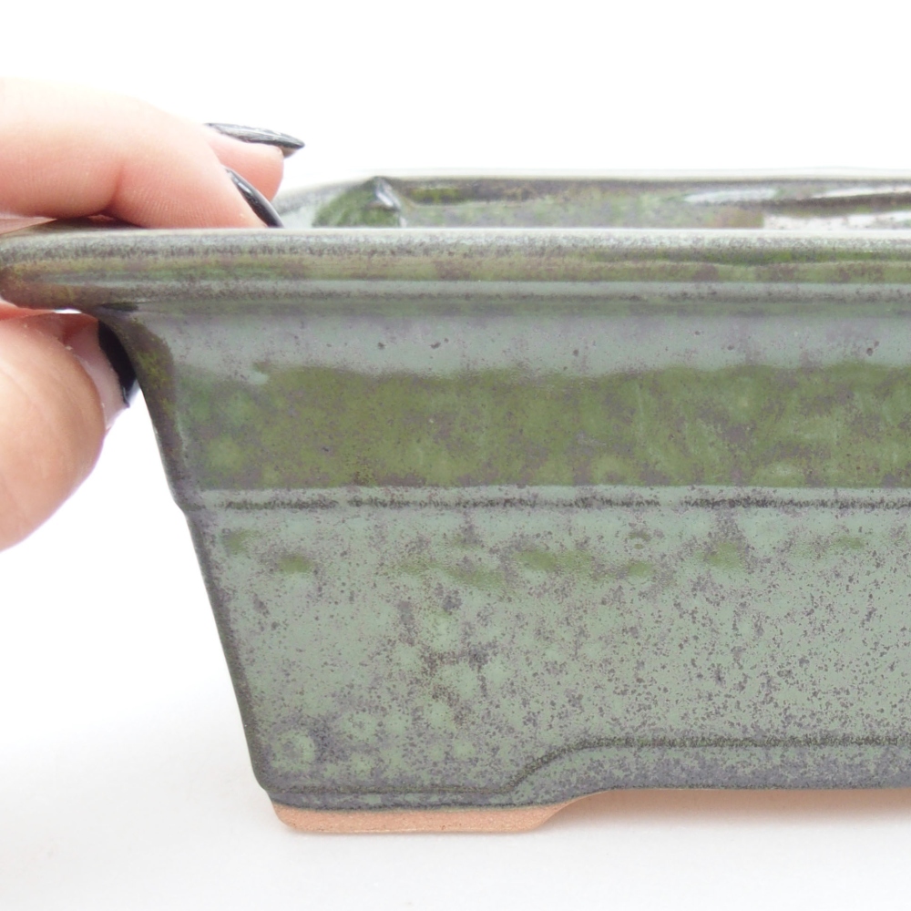 Ceramiczna miska bonsai 19 x 13,5 x 7,5 cm, kolor zielony