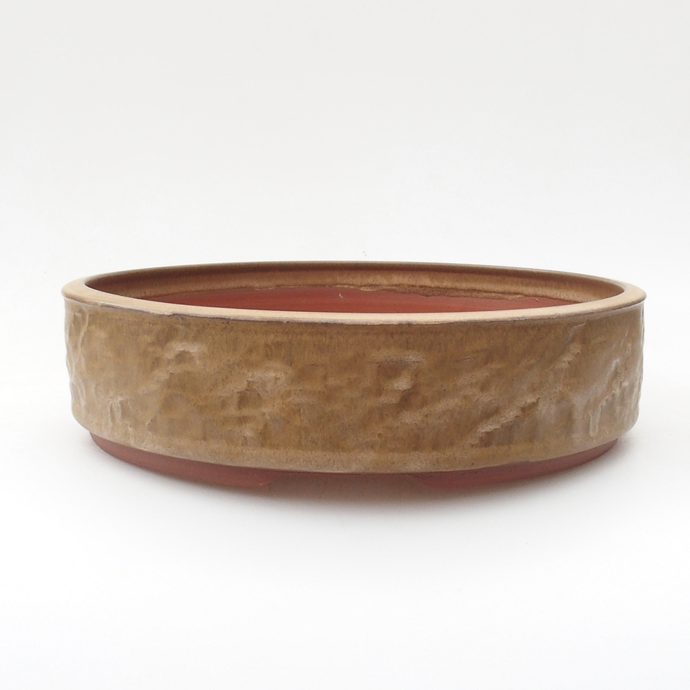 Ceramiczna miska bonsai 24,5 x 24,5 x 6,5 cm, kolor beżowy