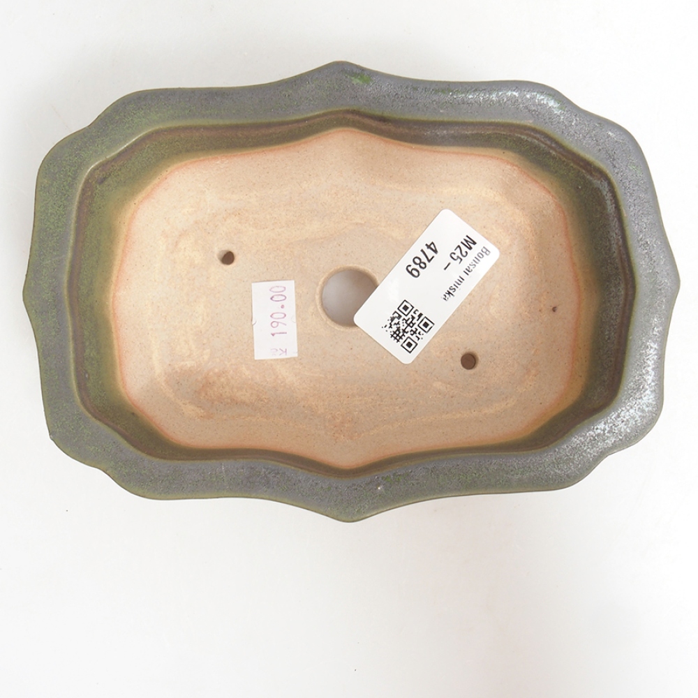 Ceramiczna miska bonsai 15,5 x 11,5 x 4,5 cm, kolor zielony