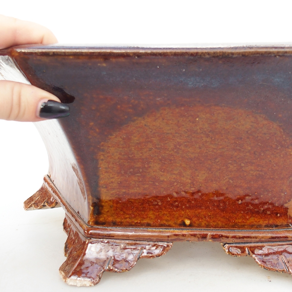 Ceramiczna miska do bonsai 36 x 31,5 x 14 cm, brązowa