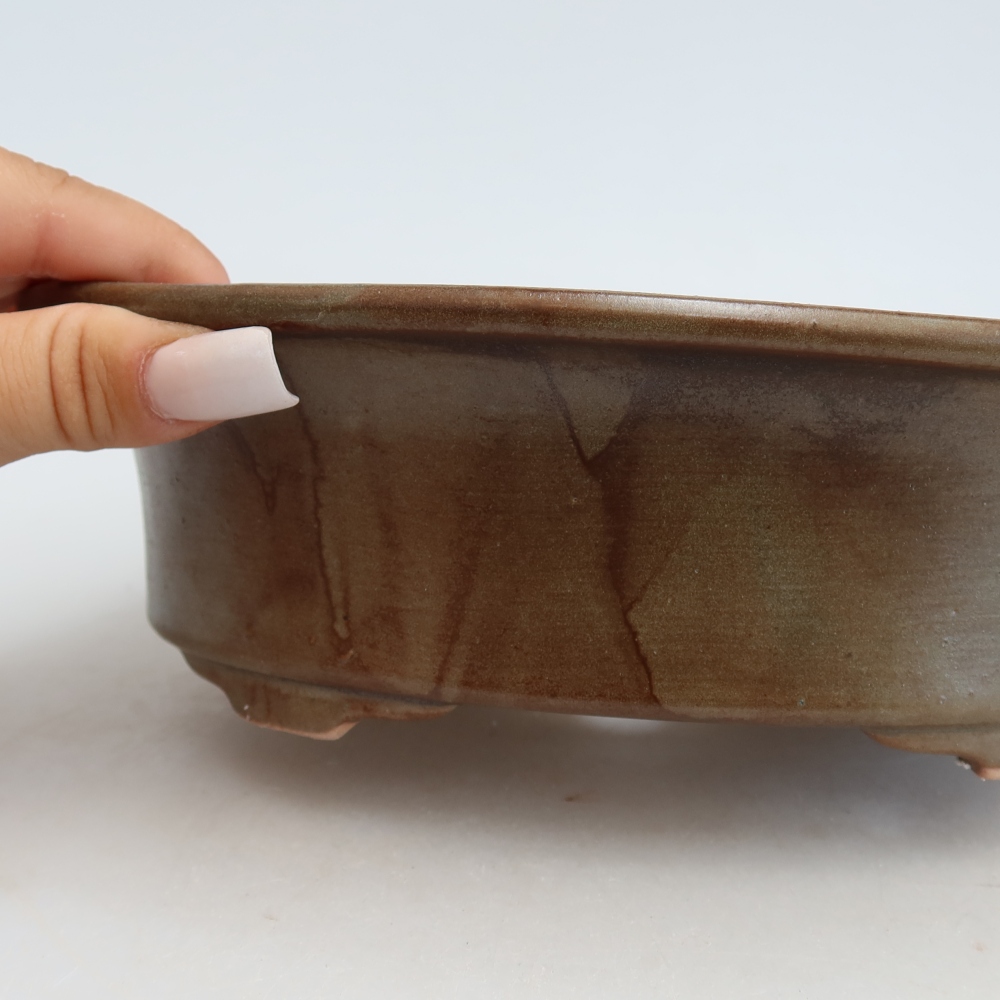 Ceramiczna miska do bonsai 22 x 17,5 x 6,5 cm, kolor brązowy