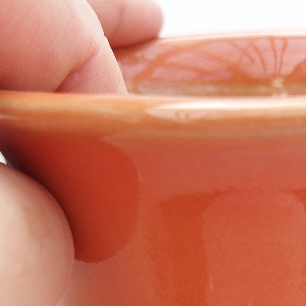 Ceramiczna miska na bonsai 9 x 9 x 5 cm, pomarańczowa