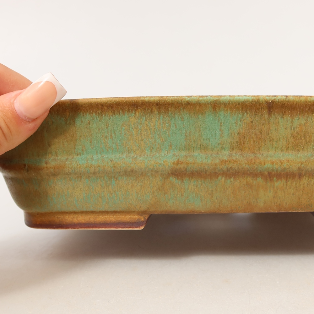 Ceramiczna miska do bonsai 22,5 x 18 x 6 cm, kolor zielony
