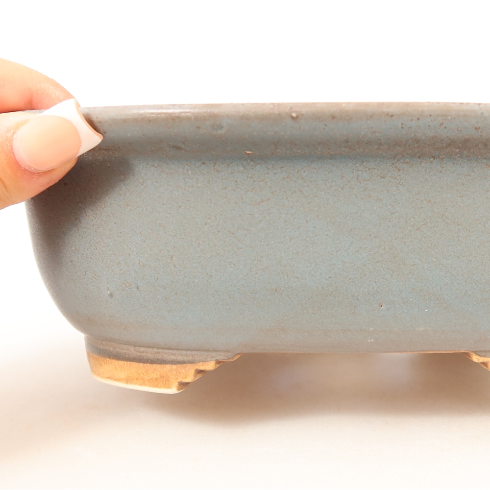 Ceramiczna miska do bonsai 20,5 x 16,5 x 7 cm, kolor niebieski