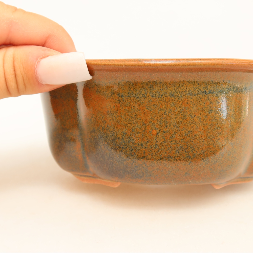 Ceramiczna miska do bonsai 13,5 x 11 x 6 cm, kolor brązowy