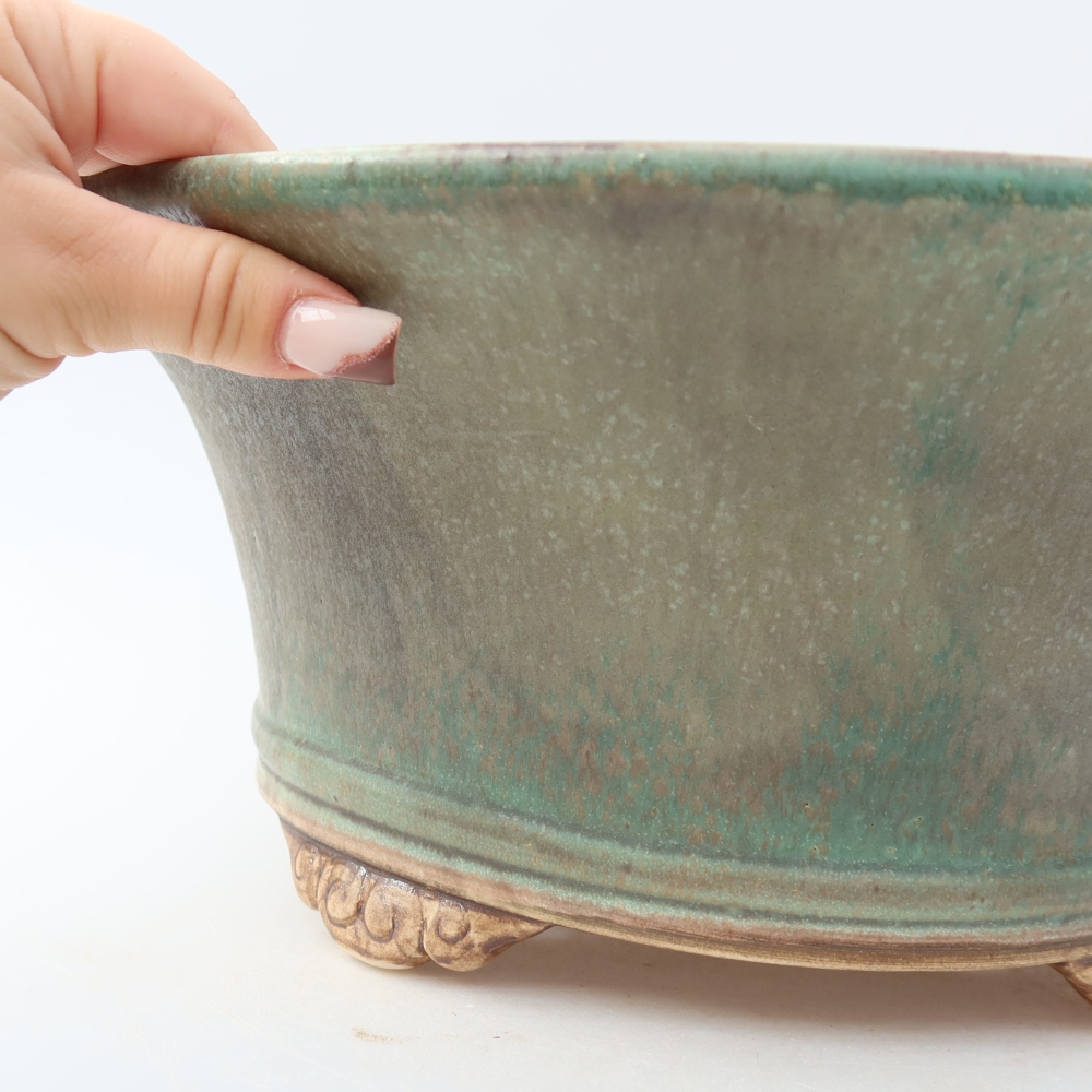 Ceramiczna miska do bonsai 31,5 x 31,5 x 14,5 cm, kolor zielony