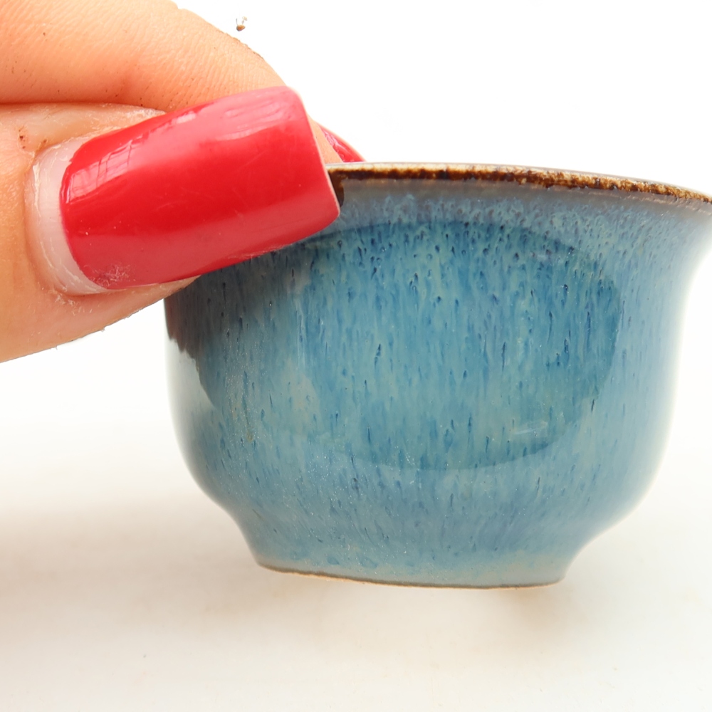 Ceramiczna miseczka do bonsai 5,5 x 5 x 3 cm, kolor niebieski