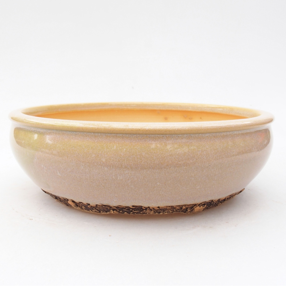 Ceramiczna miska bonsai 18 x 18 x 5,5 cm, kolor beżowy