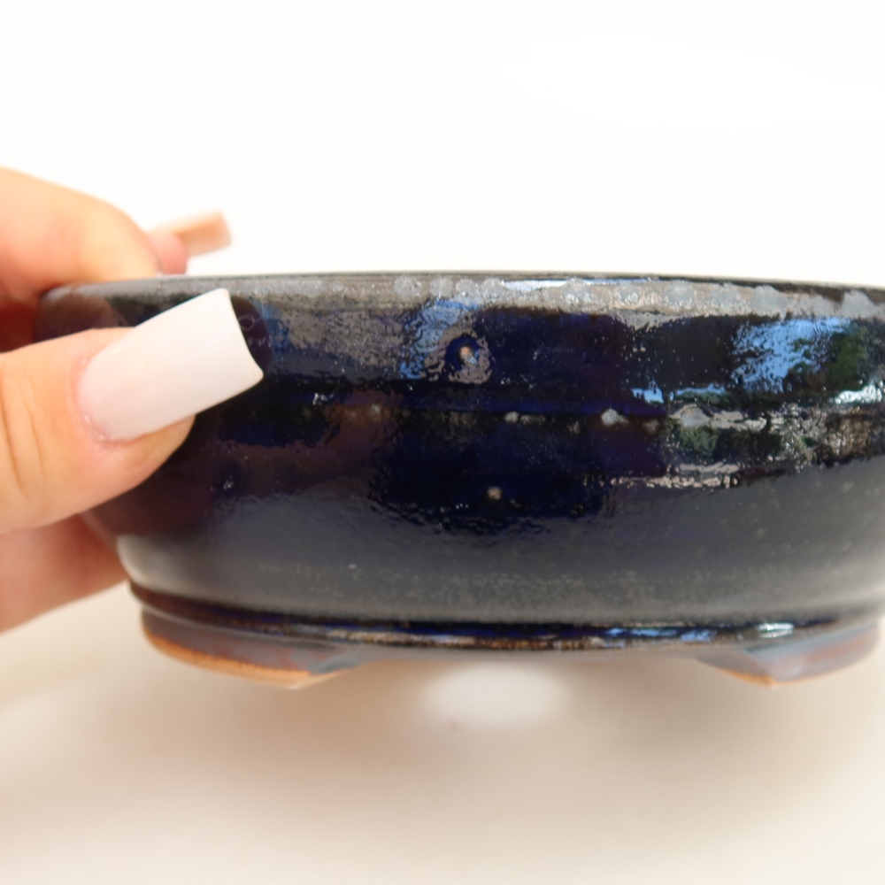 Ceramiczna miska do bonsai 14 x 14 x 5 cm, kolor niebieski