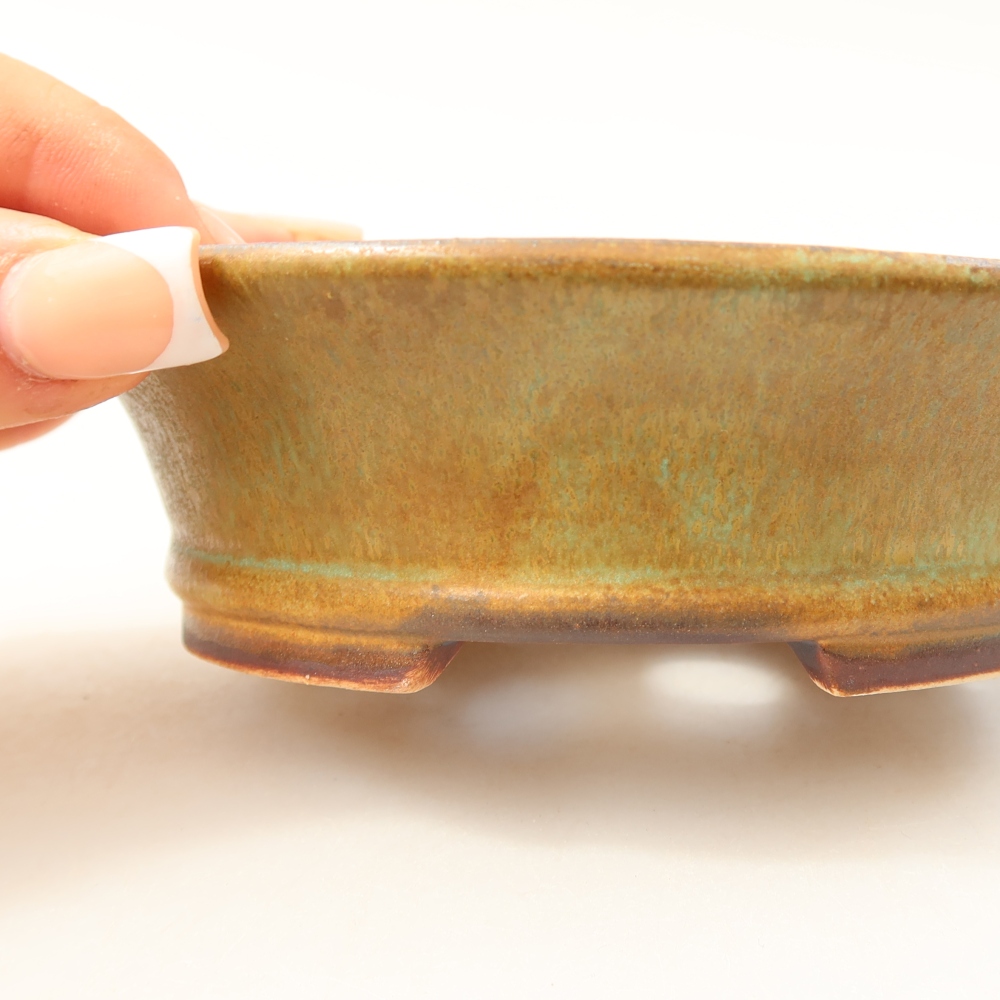 Ceramiczna miska do bonsai 12,5 x 11,5 x 4 cm, kolor zielony