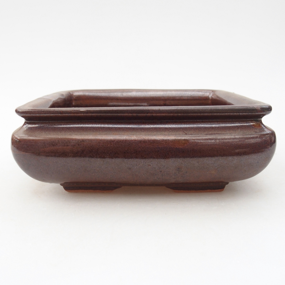 Ceramiczna miska do bonsai 15,5 x 15,5 x 6 cm, brązowa