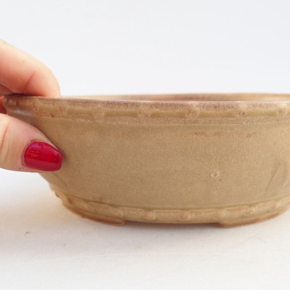 Ceramiczna miska na bonsai 18 x 18 x 5,5 cm, kolor beżowy