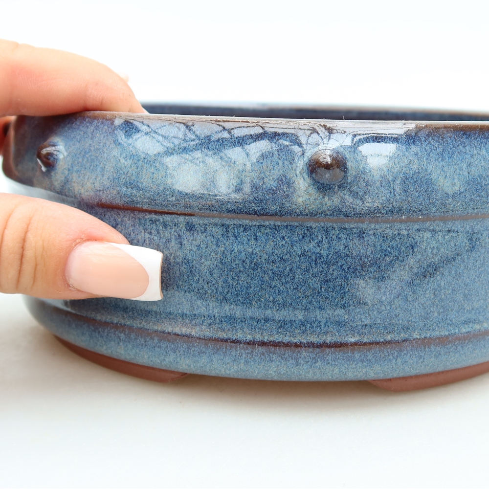 Ceramiczna miska do bonsai 15,5 x 15,5 x 6,5 cm, kolor niebieski