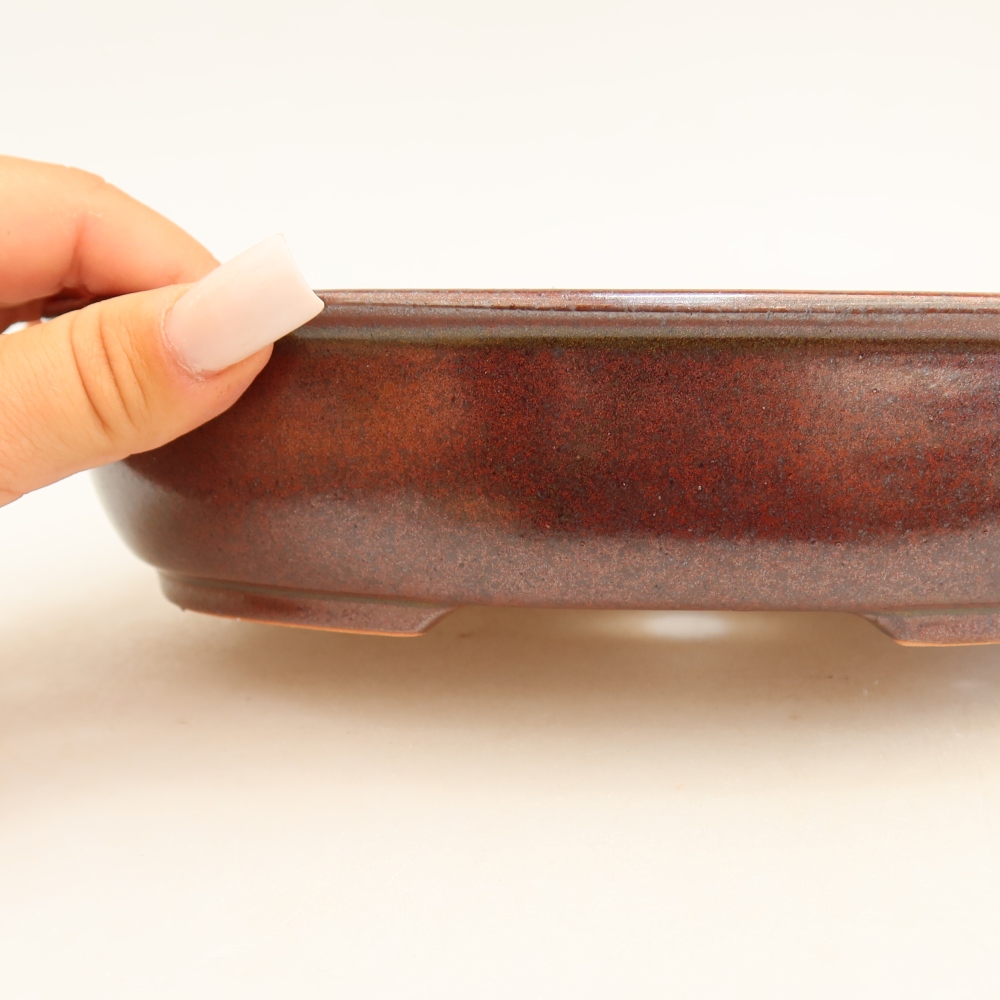 Ceramiczna miska do bonsai 22 x 17 x 5 cm, kolor bordowy