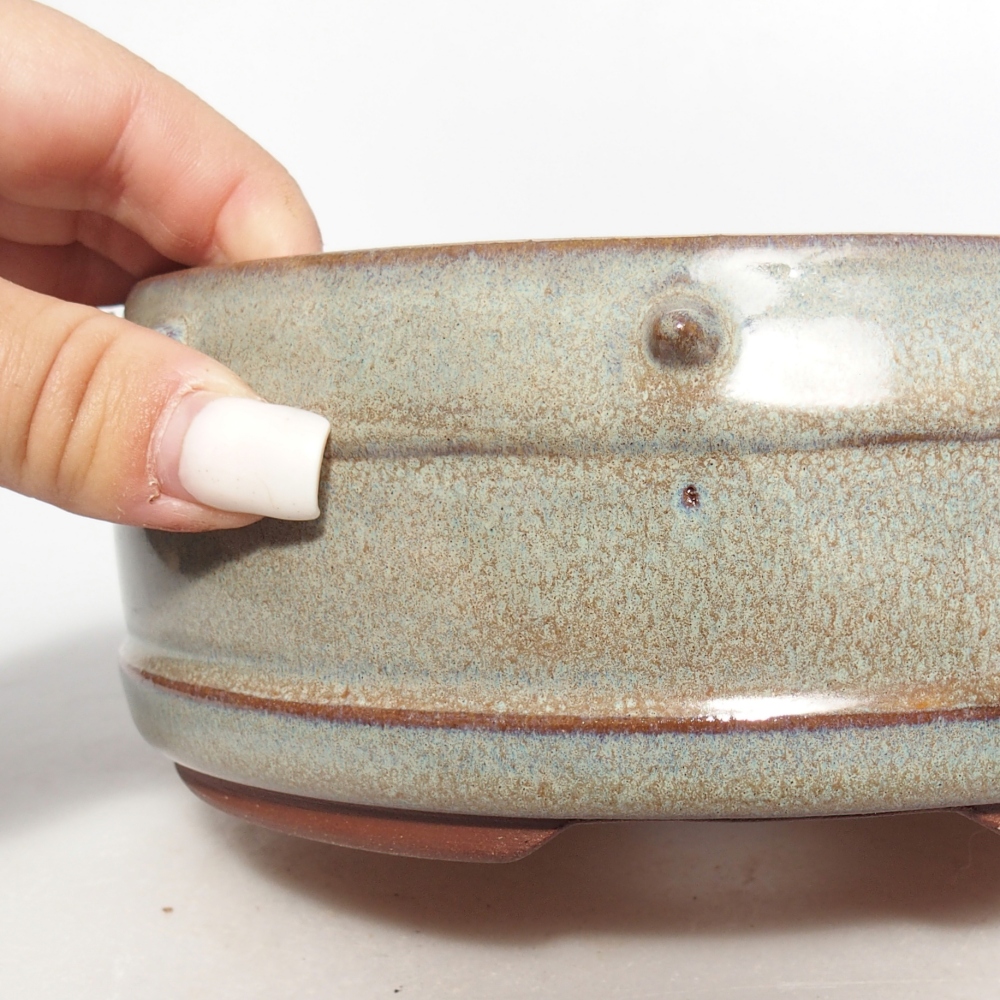 Ceramiczna miska do bonsai 16 x 16 x 6,5 cm, zielona