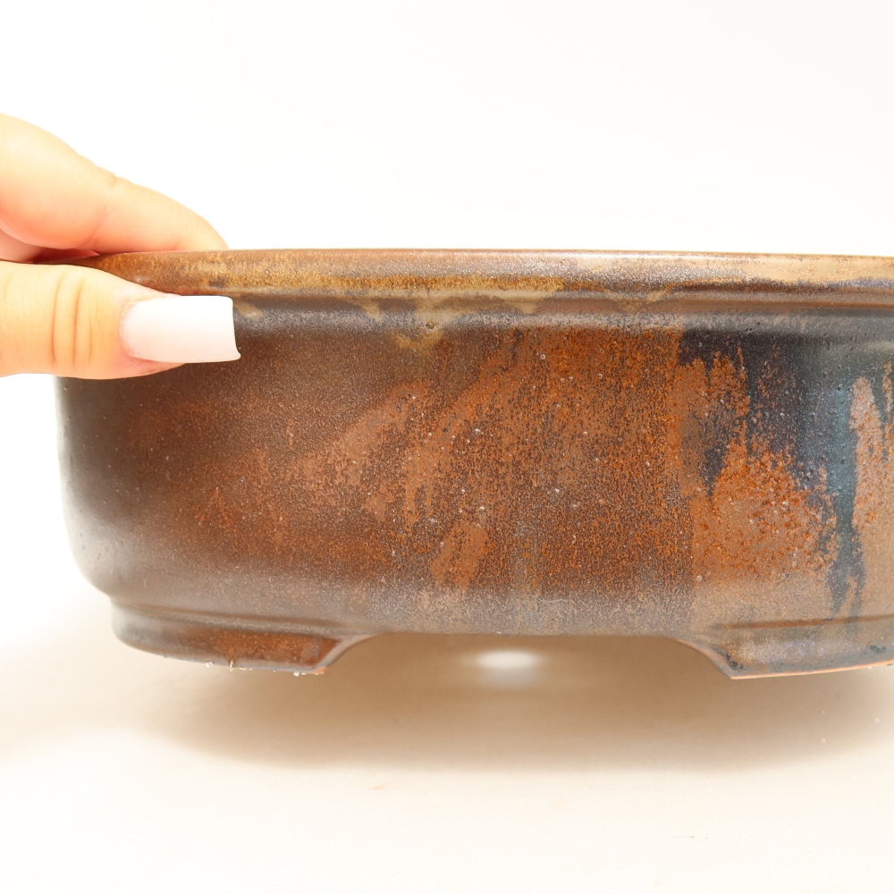 Ceramiczna miska na bonsai 26 x 22 x 8 cm, brązowa