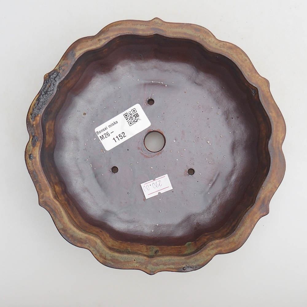 Ceramiczna miska bonsai 18 x 18 x 4,5 cm, kolor brązowo-zielony