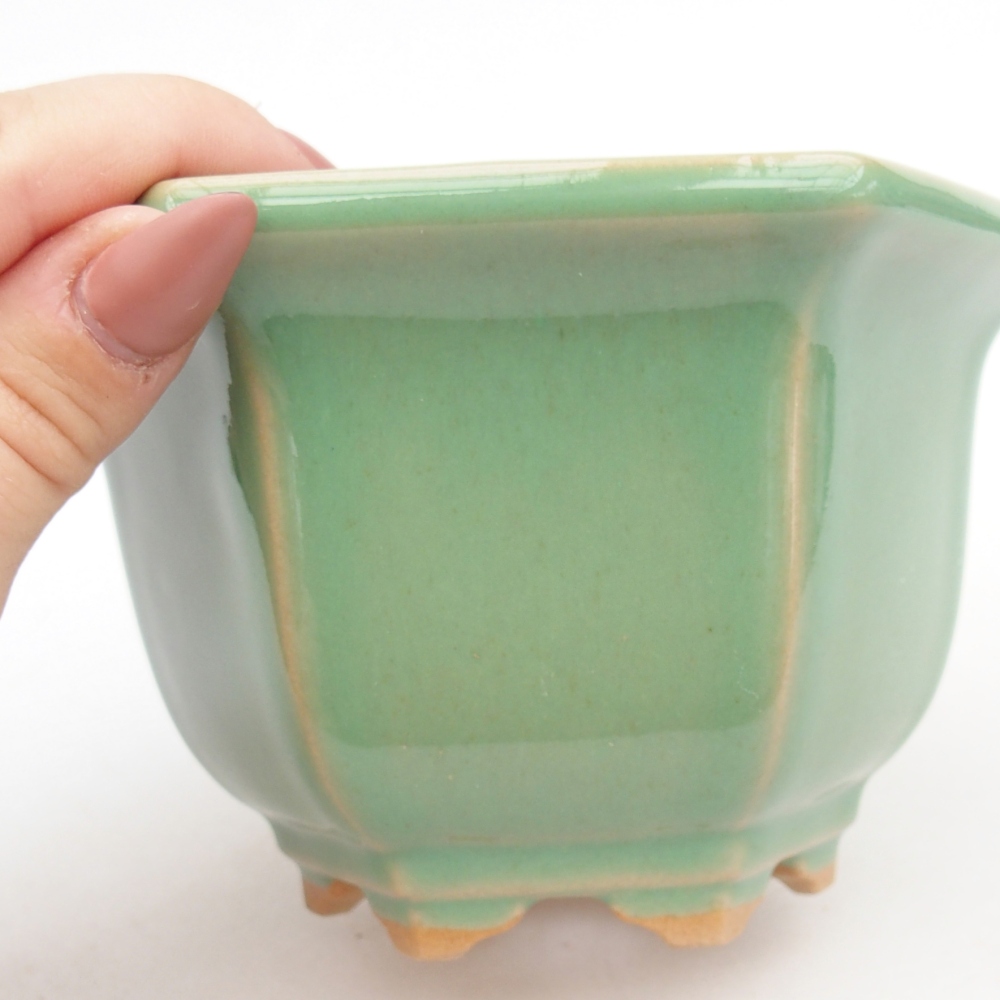 Ceramiczna miska do bonsai 13 x 11,5 x 8 cm, zielona