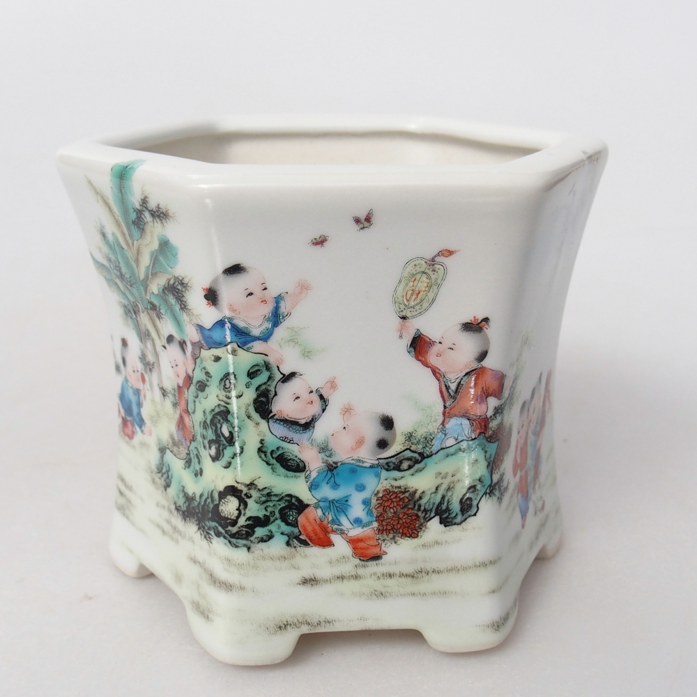 Ceramiczna miska do bonsai 10,5 x 9,5 x 9 cm, kolor biały