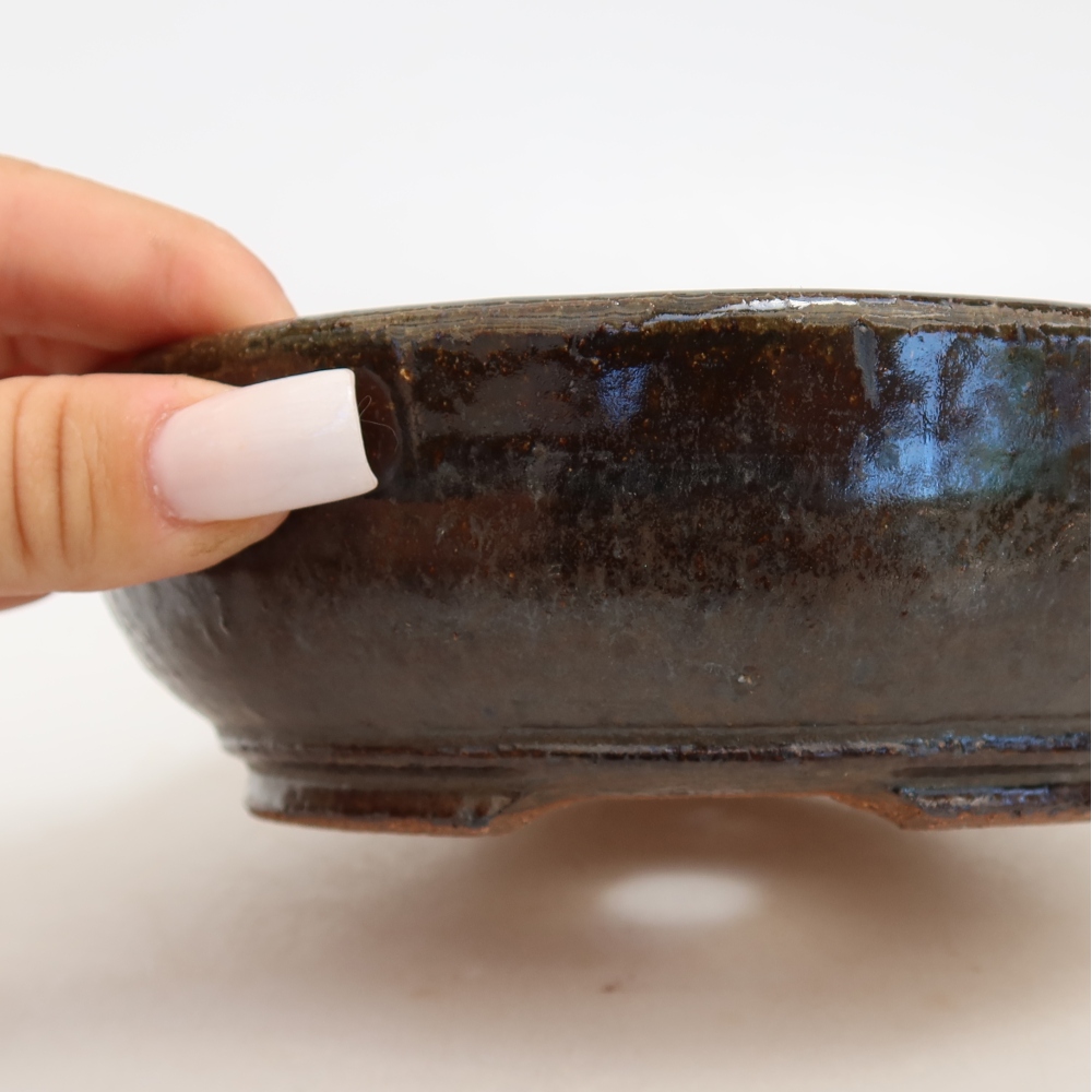 Ceramiczna miska do bonsai 15,5 x 15,5 x 5 cm, brązowa