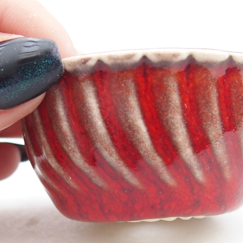 Mini miska do bonsai 5,5 x 5,5 x 2,5 cm, kolor czerwony