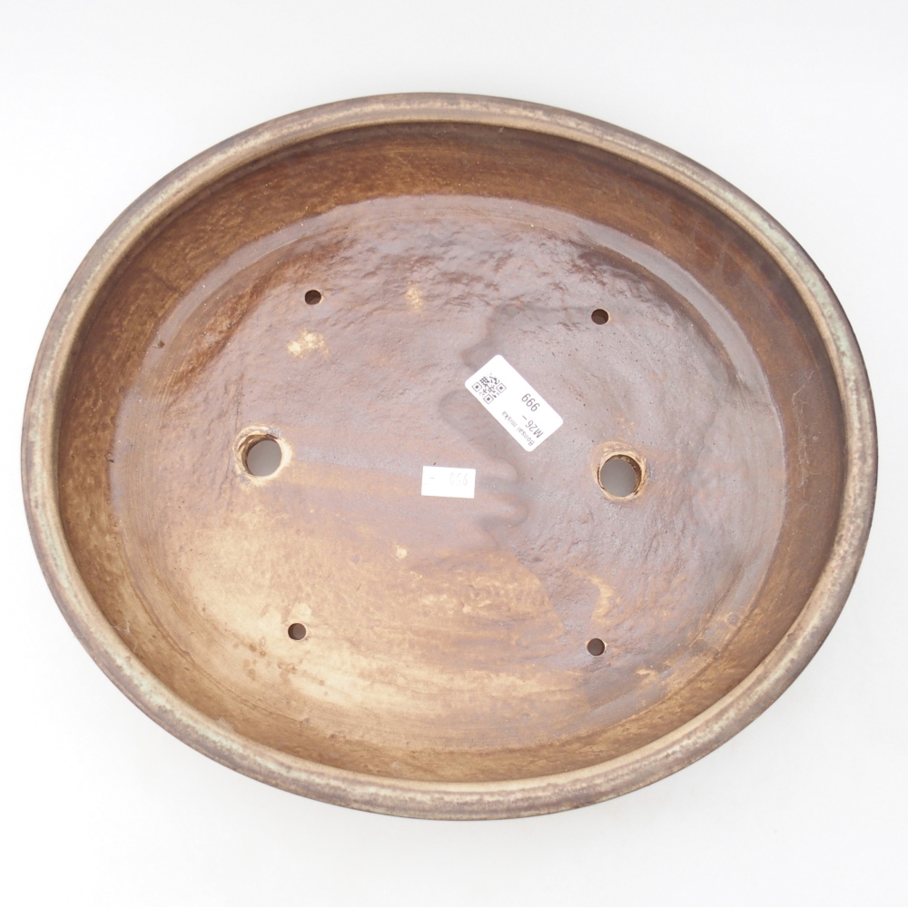 Ceramiczna miska na bonsai 32 x 28 x 6 cm, brązowa