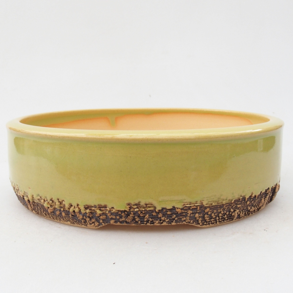Ceramiczna miska bonsai 19 x 19 x 5 cm, kolor zielony
