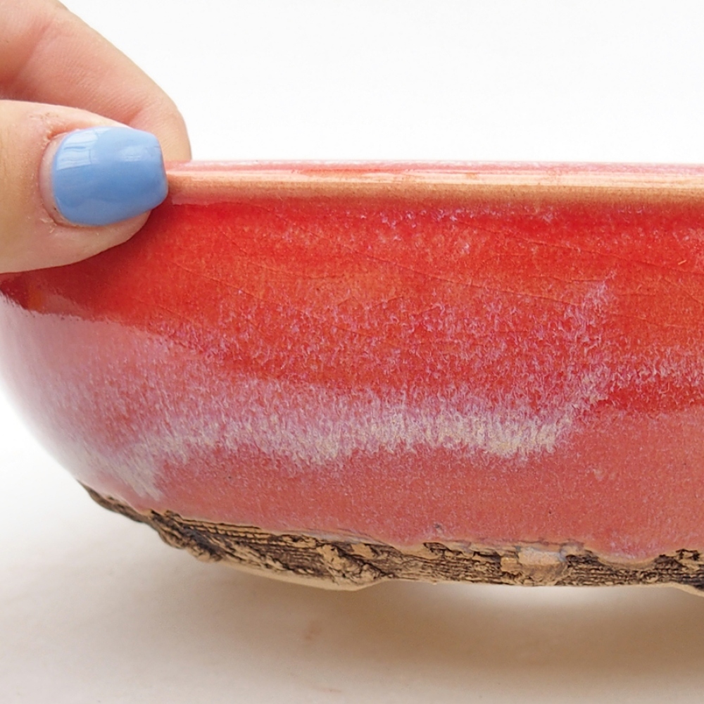 Ceramiczna miska bonsai 18,5 x 18,5 x 5,5 cm, kolor Czerwony