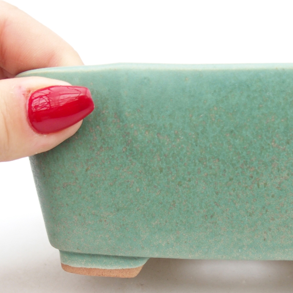 Ceramiczna miska do bonsai 13,5 x 10,5 x 6 cm, zielona