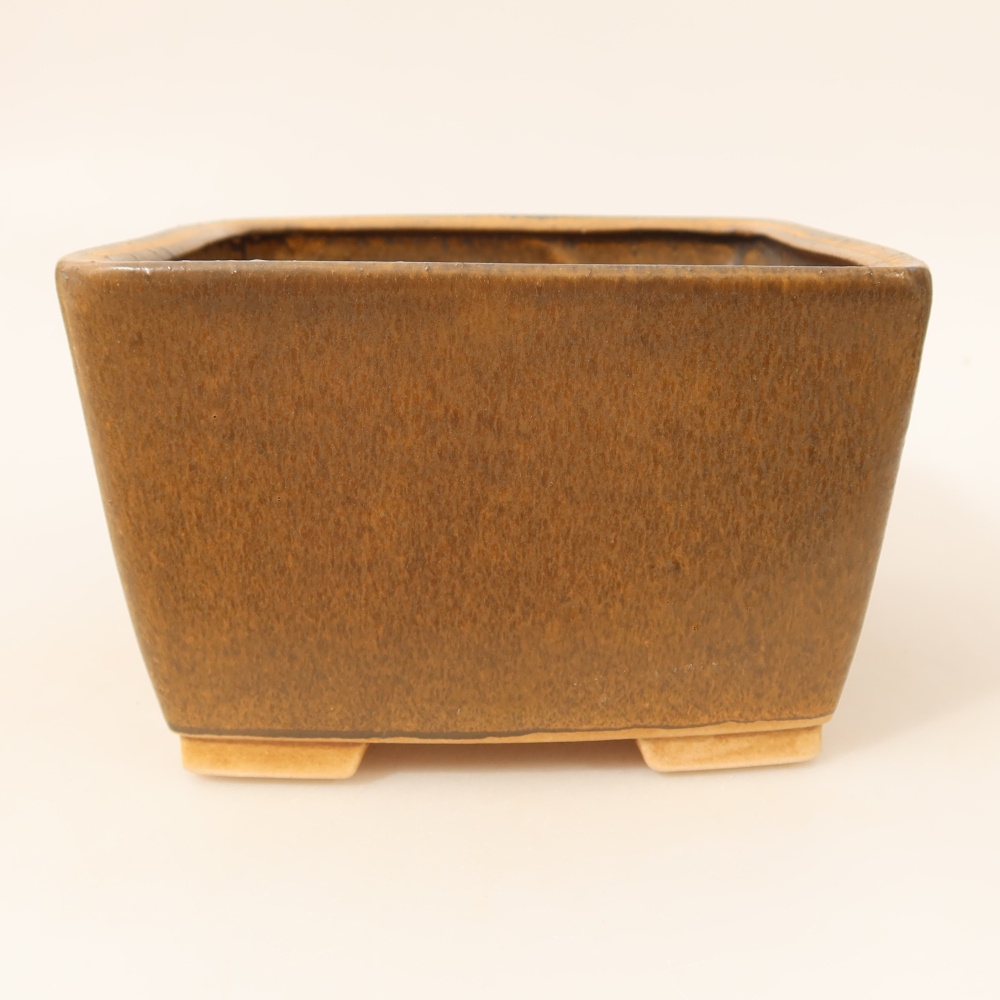Ceramiczna miska na bonsai 16 x 16 x 10 cm, brązowa