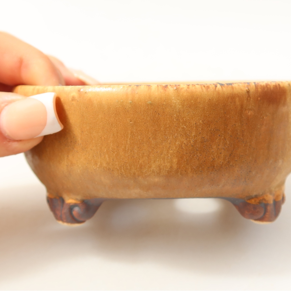 Ceramiczna miska na bonsai 11 x 11 x 4,5 cm, brązowa
