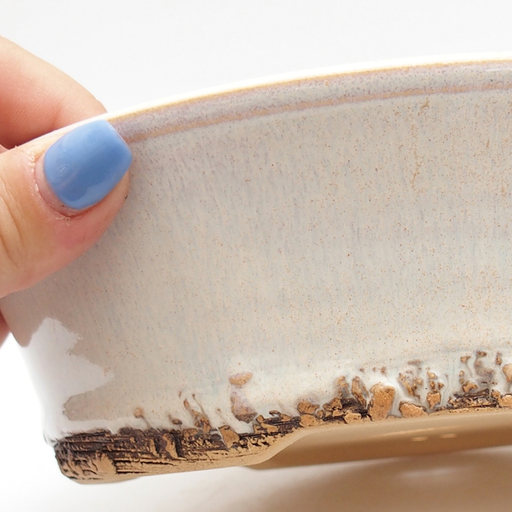 Ceramiczna miska do bonsai 19 x 19 x 6 cm, kolor beżowy
