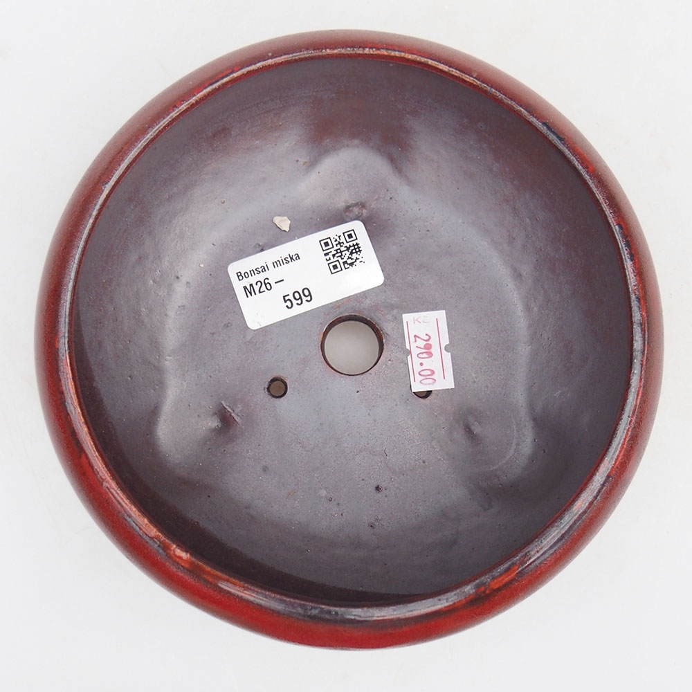 Ceramiczna miska do bonsai 14 x 14 x 6,5 cm, kolor czerwony