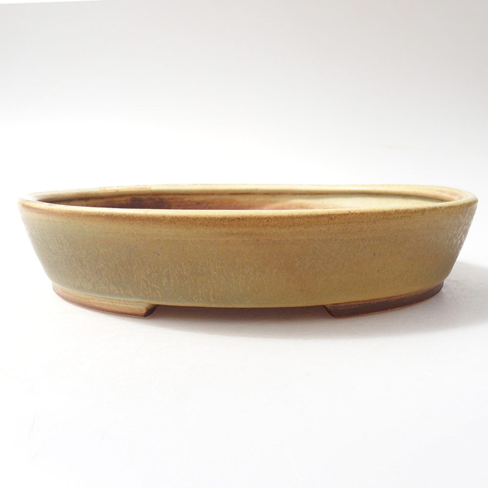 Ceramiczna miska do bonsai  22,5 x 20 x 4  cm, kolor zielony
