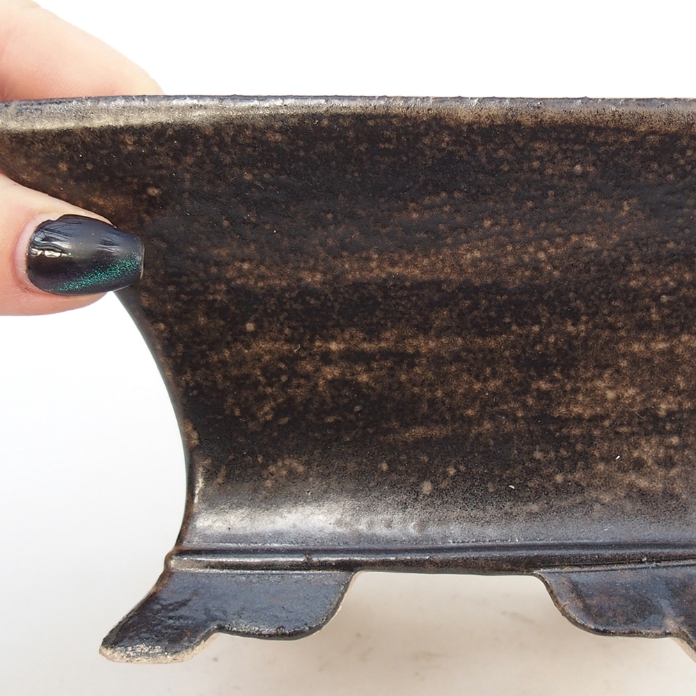 Ceramiczna miska do bonsai 13 x 13 x 8 cm, brązowa