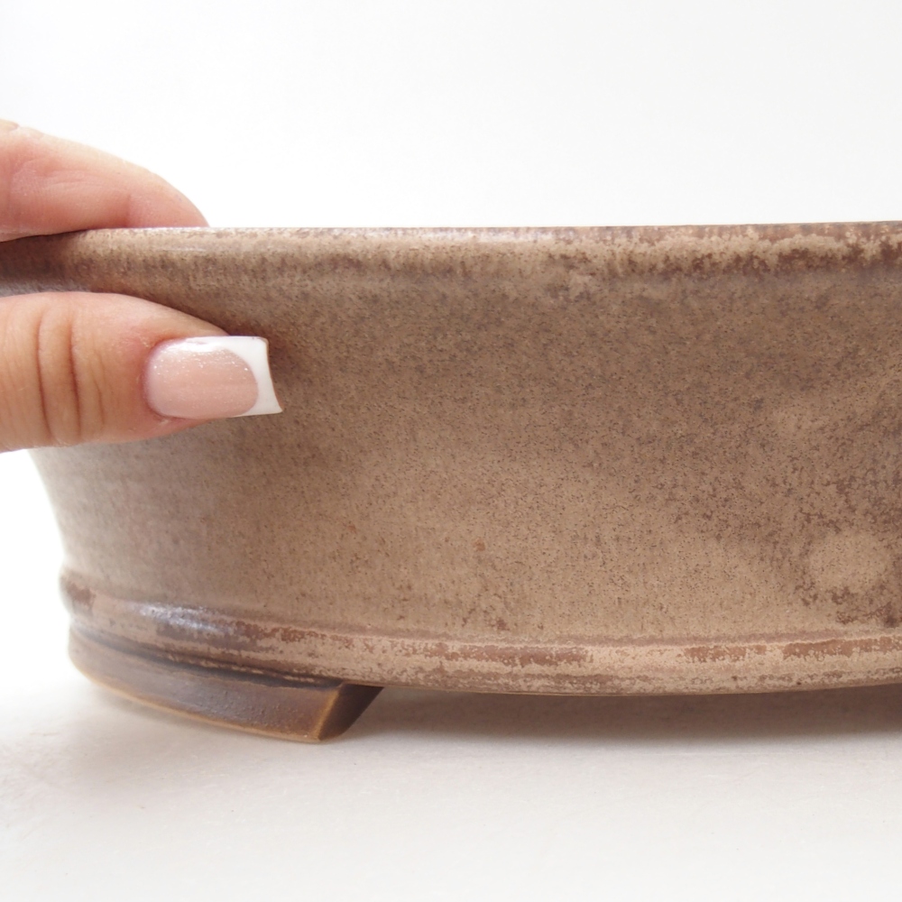 Ceramiczna miska na bonsai 32 x 29 x 7,5 cm, kolor beżowy