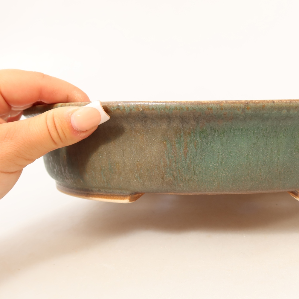 Ceramiczna miska do bonsai 26,5 x 23,5 x 5,5 cm, zielona