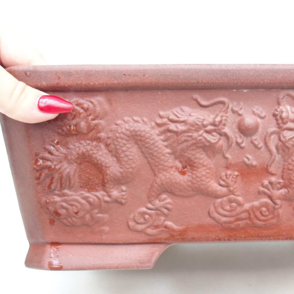 Ceramiczna miska na bonsai 32,5 x 22,5 x 11,5 cm, brązowa