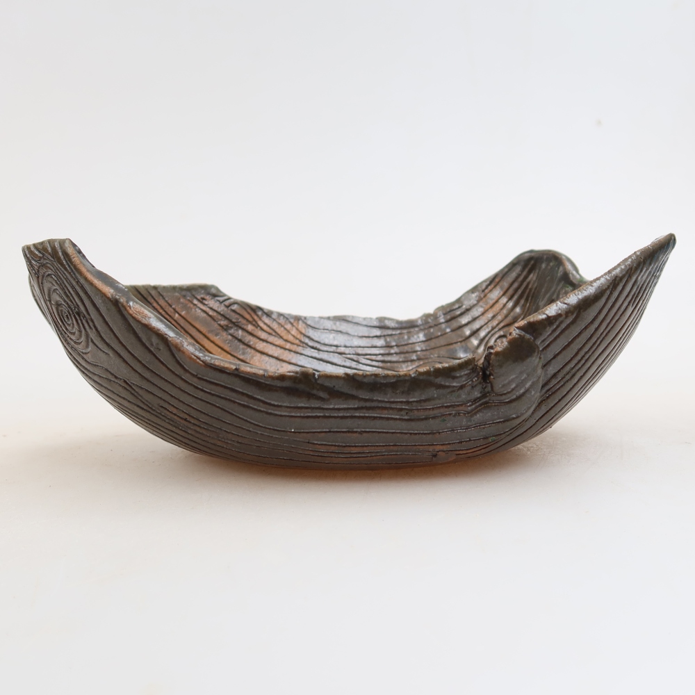 Ceramiczna skorupa  16,5 x 11 x 6 cm, kolor brązowo-zielony