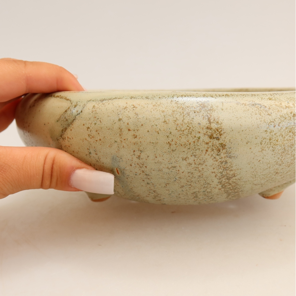Ceramiczna miska do bonsai 20,5 x 20,5 x 7 cm, kolor zielony