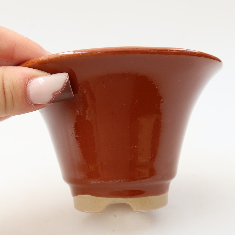 Ceramiczna miska do bonsai 10,5 x 10,5 x 7 cm, kolor brązowy