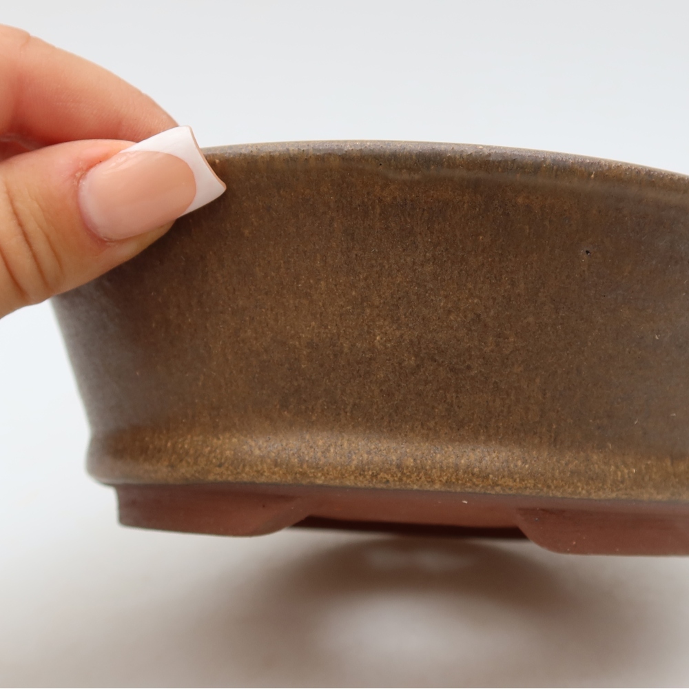 Ceramiczna doniczka do bonsai 15,5 x 15,5 x 5,5 cm, kolor brązowy