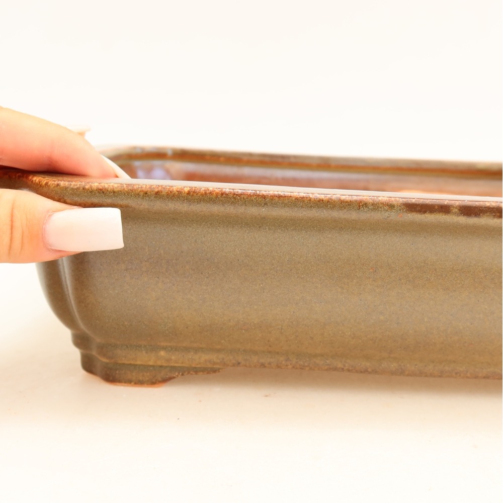 Ceramiczna miska do bonsai 27,5 x 21,5 x 7 cm, kolor brązowy
