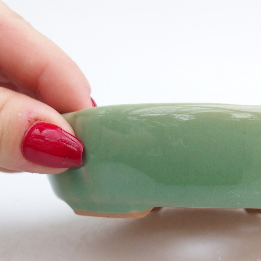 Ceramiczna miska na bonsai 11 x 11 x 3 cm, zielona