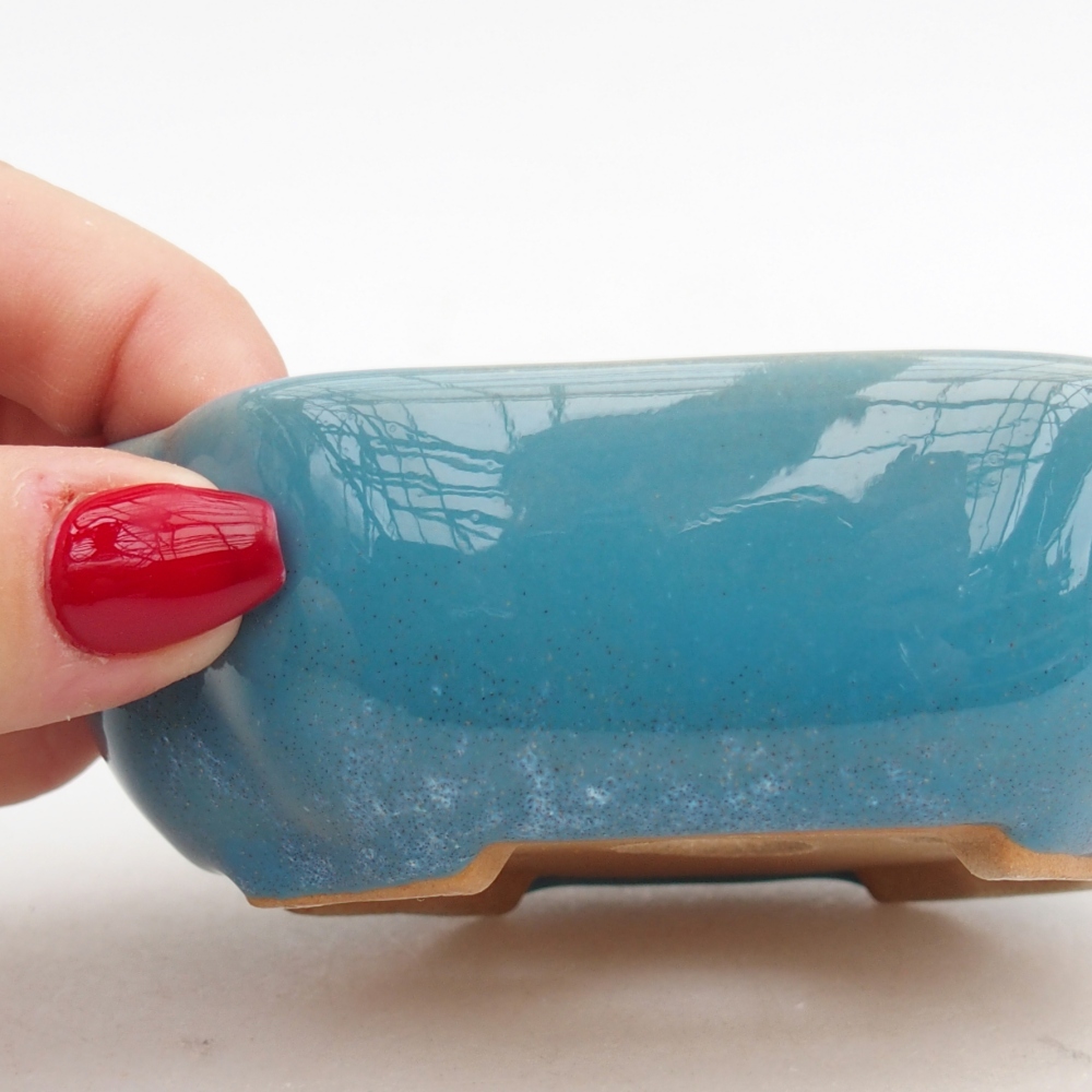 Ceramiczna miska do bonsai 10,5 x 9 x 3,5 cm, kolor niebieski