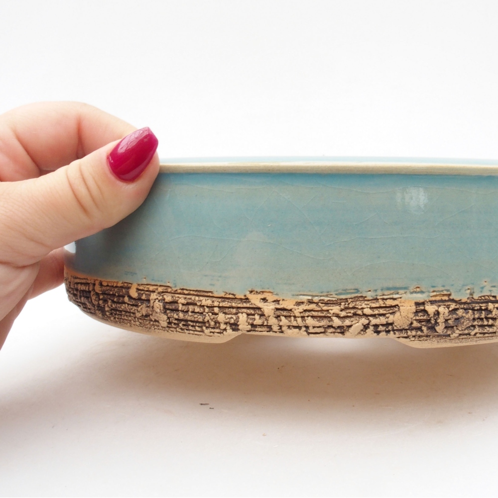 Ceramiczna miska bonsai 21,5 x 21,5 x 5 cm, niebieska