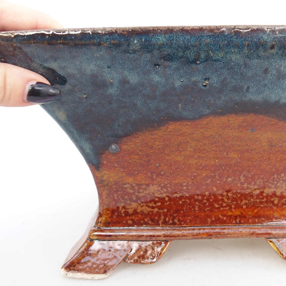 Ceramiczna miska na bonsai 24 x 24 x 14 cm, brązowa