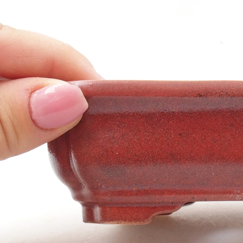 Ceramiczna miska bonsai 14 x 11 x 4 cm, kolor bordowy